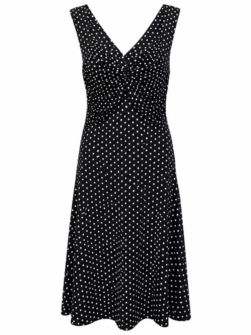 Papillon Black White Polka Dot Ruched Dress Size Large